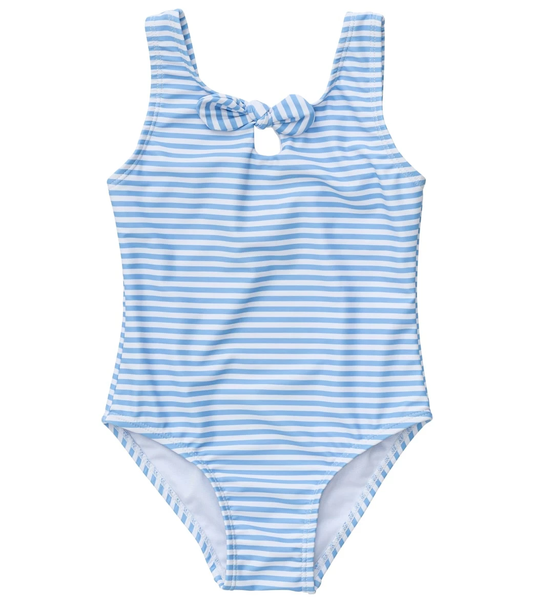 Girls' Powder Blue Sustainable Stripe Bow Swimsuit (Baby, Toddler) 3 Girls' Powder Blue Sustainable Stripe Bow Swimsuit (Baby, Toddler)