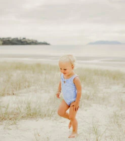 Girls' Powder Blue Sustainable Stripe Bow Swimsuit (Baby, Toddler) 13 Girls' Powder Blue Sustainable Stripe Bow Swimsuit (Baby, Toddler) -TYR Sales 7217023582376 blue 4a