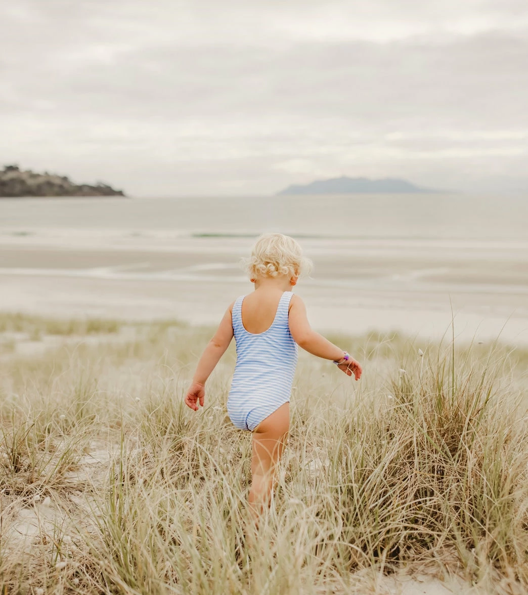 Girls' Powder Blue Sustainable Stripe Bow Swimsuit (Baby, Toddler) 7 Girls' Powder Blue Sustainable Stripe Bow Swimsuit (Baby, Toddler) - Image 5