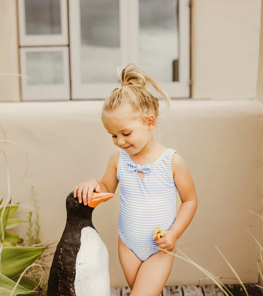 Girls' Powder Blue Sustainable Stripe Bow Swimsuit (Baby, Toddler) 10 Girls' Powder Blue Sustainable Stripe Bow Swimsuit (Baby, Toddler) - Image 8