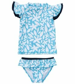 Girls' Aqua Bloom Sustainable SS Ruffle Set (Baby, Toddler, Little Kid)