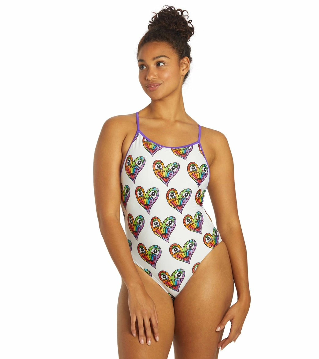 Sporti X Tyler Wallach Limited Edition Heart Face Tie Back One Piece Swimsuit 6 Sporti X Tyler Wallach Limited Edition Heart Face Tie Back One Piece Swimsuit - Image 4