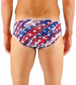TYR Men's Homeland Racer Brief Swimsuit -TYR Sales 7248037347496 redwhiteblue 3a