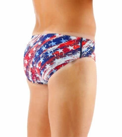 TYR Men's Homeland Racer Brief Swimsuit -TYR Sales 7248037347496 redwhiteblue 6a