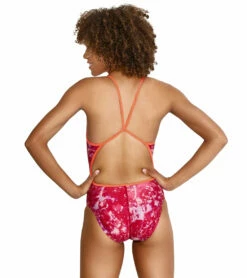 Speedo Women's Printed Flip Back One Piece Swimsuit -TYR Sales 7303599456424 roseviolet 3a