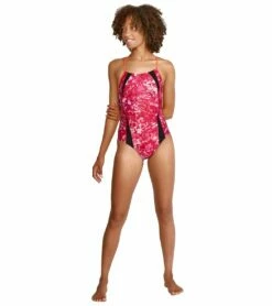 Speedo Women's Printed Flip Back One Piece Swimsuit -TYR Sales 7303599456424 roseviolet 4a