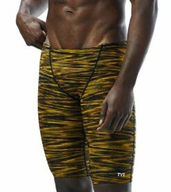 TYR Men's Fizzy Jammer Swimsuit 14 TYR Men's Fizzy Jammer Swimsuit -TYR Sales 7415990091944 blackgold 5a