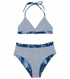 Splendid Girls' Double Dutch Reversible Wrap Two Piece Bikini Set (Big Kid) -TYR Sales 7437455196328 chambray 3a