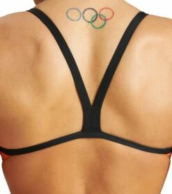 Arena Women's Puzzled Challenge Back One Piece Swimsuit -TYR Sales 7468261376168 blackorangemulti 5a