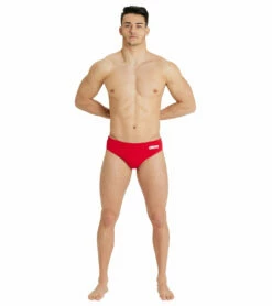 Arena Men's Solid Water Polo Brief Swimsuit -TYR Sales 7468283494568 redwhite 3a