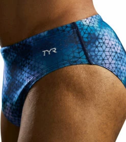 TYR Men's Starhex Racer Brief Swimsuit -TYR Sales 7539491012776 blueice 10a