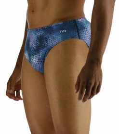 TYR Men's Starhex Racer Brief Swimsuit -TYR Sales 7539491012776 blueice 5a