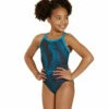HydroLast Sonar Waves Thin Strap One Piece Swimsuit Youth (22 - 28) -TYR Sales 7595538383016 blue 1a