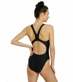 Piped Splice Wide Strap One Piece Swimsuit -TYR Sales 7595815272616 blackmaroon 3a