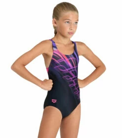 Girls' Arena Shading Jr Swim Pro Back L One Piece Swimsuit (Little Kid, Big Kid)