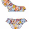 Girls' Boho Tropical One Shoulder Two Piece Bikini Set (Little Kid, Big Kid) -TYR Sales 7652776738984 blue 1a