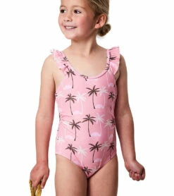 Girls' Palm Paradise Frill Strap One Piece Swimsuit (Toddler, Little Kid, Big Kid) -TYR Sales 7652779327656 pink 3a