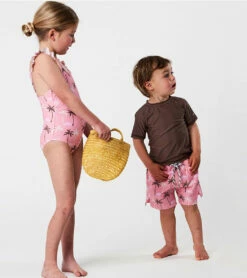 Girls' Palm Paradise Frill Strap One Piece Swimsuit (Toddler, Little Kid, Big Kid) -TYR Sales 7652779327656 pink 5a