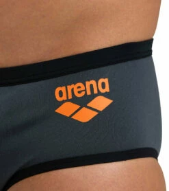 Arena Men's One Big Logo Brief Swimsuit -TYR Sales 7658038001832 asphaltblack 4a