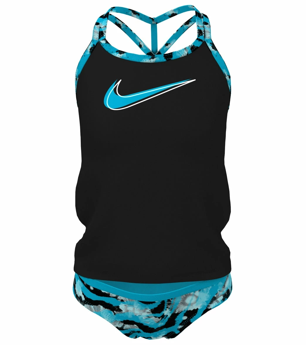 Nike Girls' Watercolor T-Crossback Two Piece Tankini Set (Big Kid) 3 Nike Girls' Watercolor T-Crossback Two Piece Tankini Set (Big Kid)